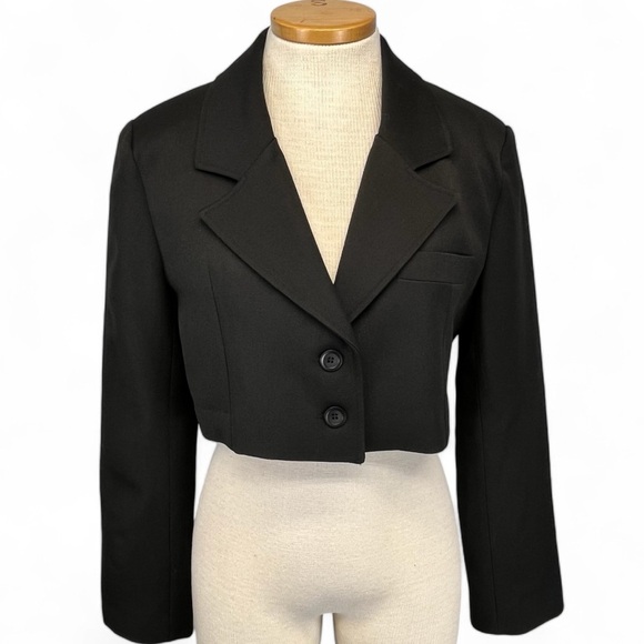 Alohas Cropped Single Breasted Tailored Blazer Women Small in Black - Picture 1 of 9